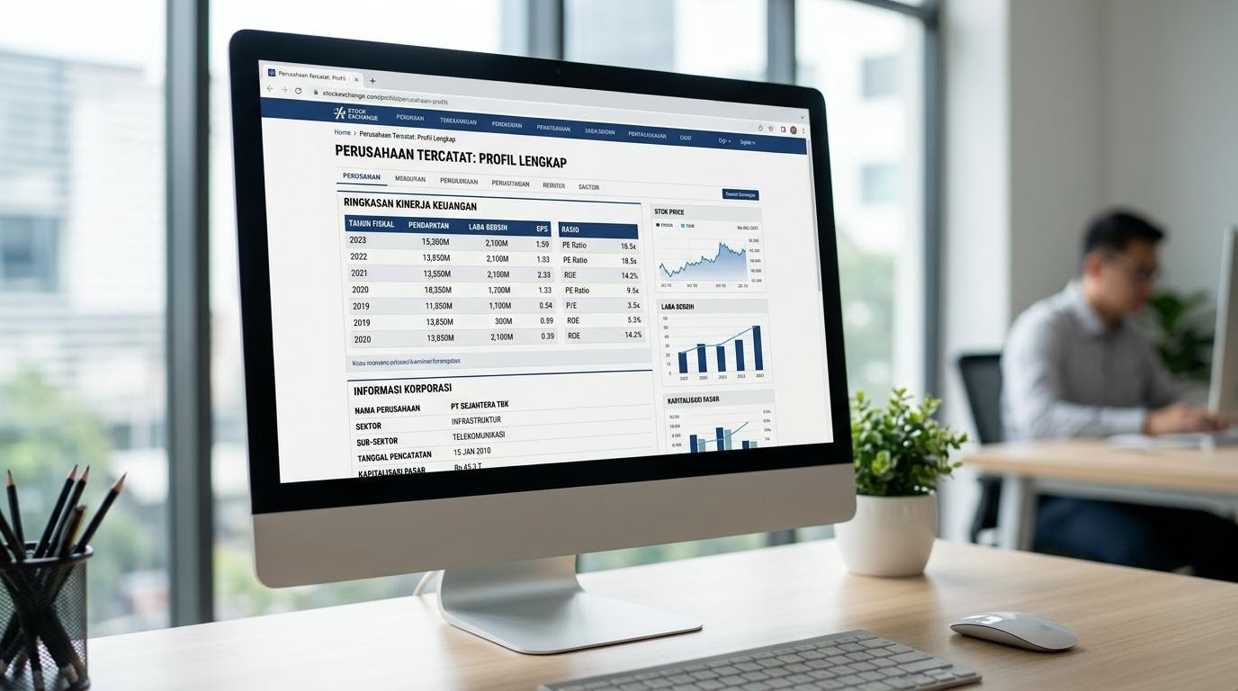 Halaman profil perusahaan tercatat di situs IDX dengan data keuangan yang tersedia untuk publik