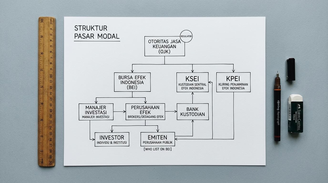 Diagram hirarki struktur pasar modal digambar tangan